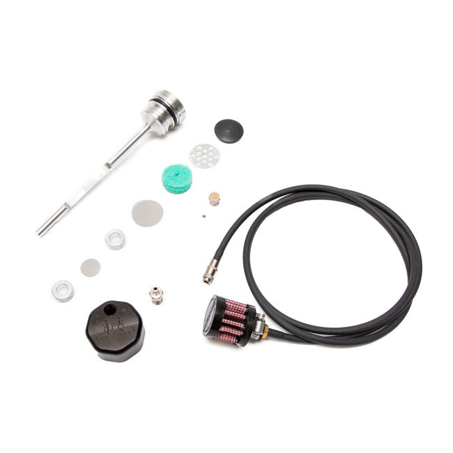 Oil Tank Breather Kit & Vented Dipstick Black Cap For 17-21 M8 Touring