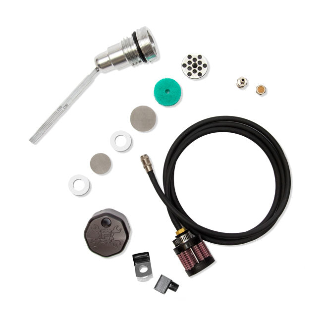 Oil Tank Breather Kit & Vented Dipstick Black Cap For 06-17 Dyna NU