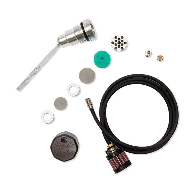 Oil Tank Breather Kit & Vented Dipstick Black Cap For 07-16 Touring NU