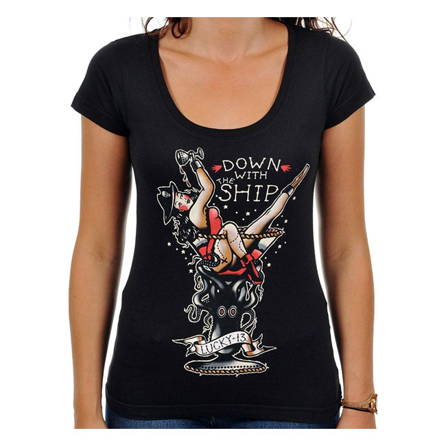 Down With The Ship Ladies T-Shirt Black