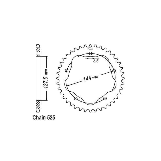 Rear Sprocket 752.45 For Ducati: 13-16 820 / 821 Hypermotard / Hyperstrada SP