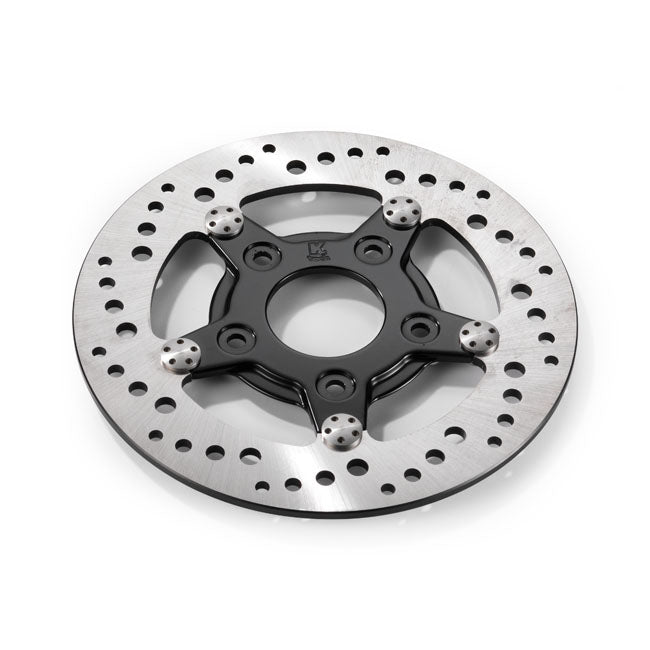 Drilled Front Left Brake Rotor Stainless Steel 85” For 00-14 Softail Black