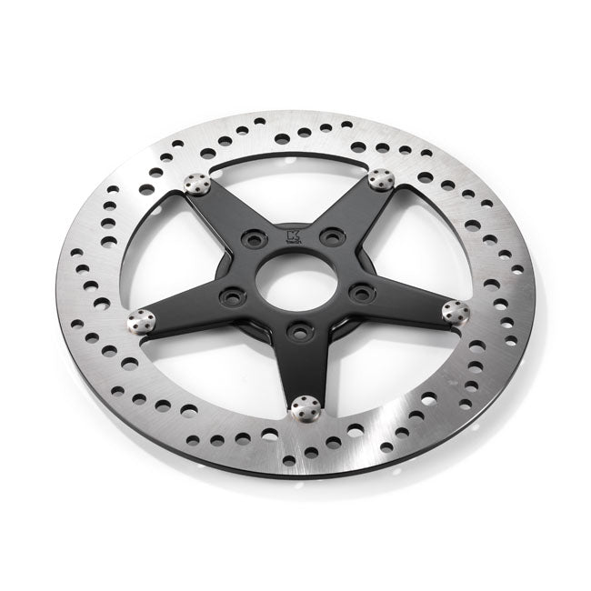 Front Left Drilled Brake Rotor Stainless Steel 115” 00-14 Softail (Excl. Springers) / 00-05 Dyna / 00-07 Touring / 00-13 XL / 08-12 XR1200 (NU)