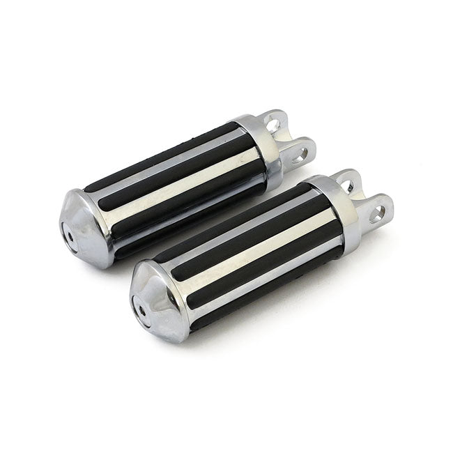 Rail Foot Pegs Large Diameter Chrome With Rubber Inlays For Large Female H-D Mount