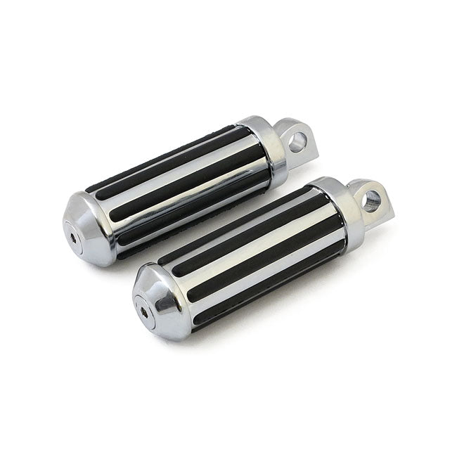 Rail Foot Pegs Small Diameter Chrome With Rubber Inlays