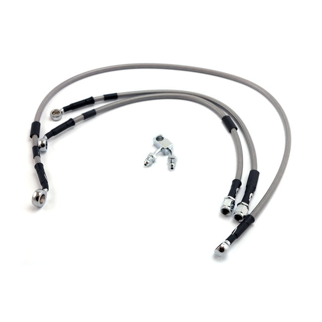 Stainless Clear Coated Front Brake Line For 2011 FLSTFB Fatboy Lo With ABS