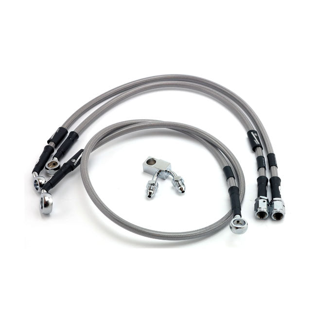 Stainless Clear Coated Front Brake Line For 2011 FXCWC Rocker With ABS