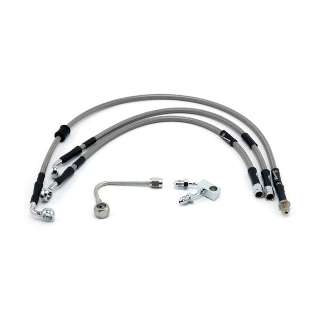 Stainless Clear Coated Front Brake Line For 15-17 FLSTF Fatboy