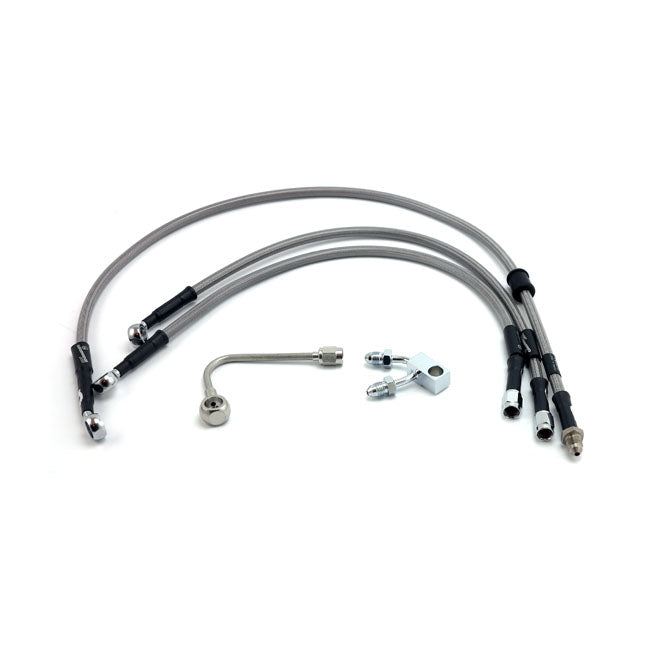 Stainless Clear Coated Front Brake Line For 11-14 FXSB Breakout With ABS