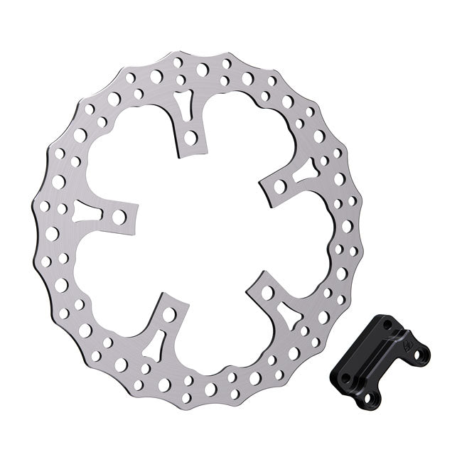 13" Jagged Spoke Mount Rotor Kit Right Front For 14-21 Touring With Stock Style Open Center Spoke Mounted Rotor (Mount Style C)