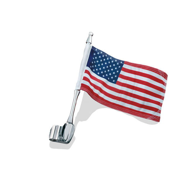 Antenna Flag Mount With Us Flag Chrome