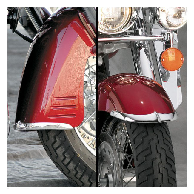 Cast Front Fender Tip Set Chrome For Honda: 03-09 VTX1300R / S/T