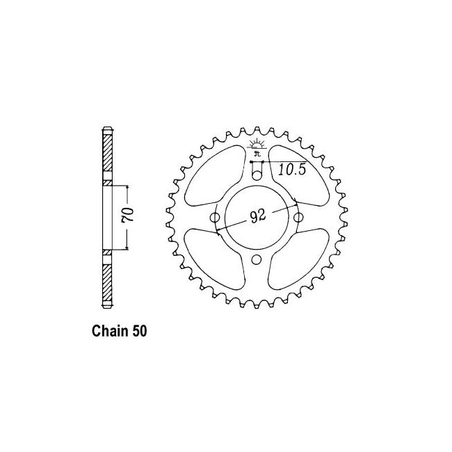 Rear Sprocket 476.44 For Kawasaki: 74-79 Z400D1 / 4 2 Cylinder