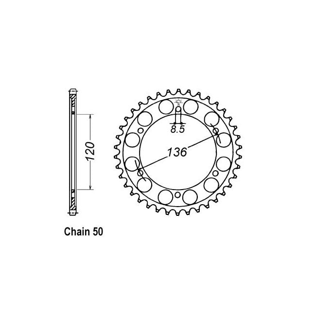 Rear Sprocket 862.44 For Yamaha: 84-85, 91-92 XJ600