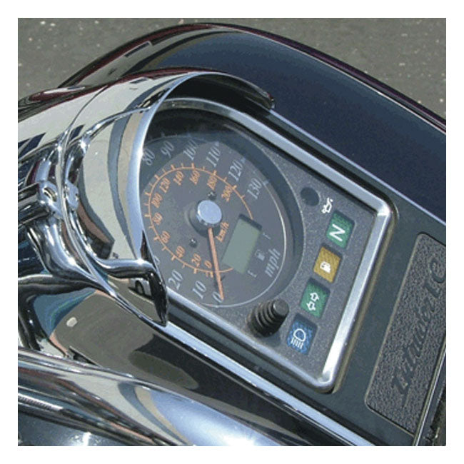 Cast Speedometer Visor Chrome For Suzuki: 98-04 V1500LC Intruder LC