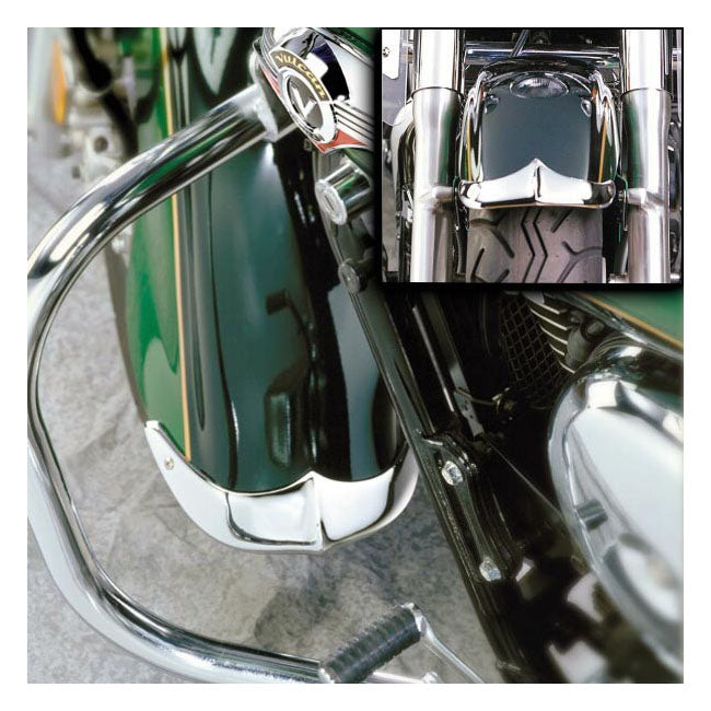 Cast Front Fender Tip Set Chrome For Kawasaki: 03-08 VN1600 Vulcan Classic