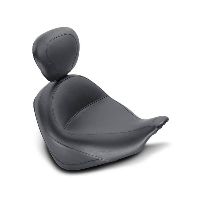 Wide Touring Solo Seat Plain With Driver Backrest Black For 10-20 Honda VT1300CX Fury