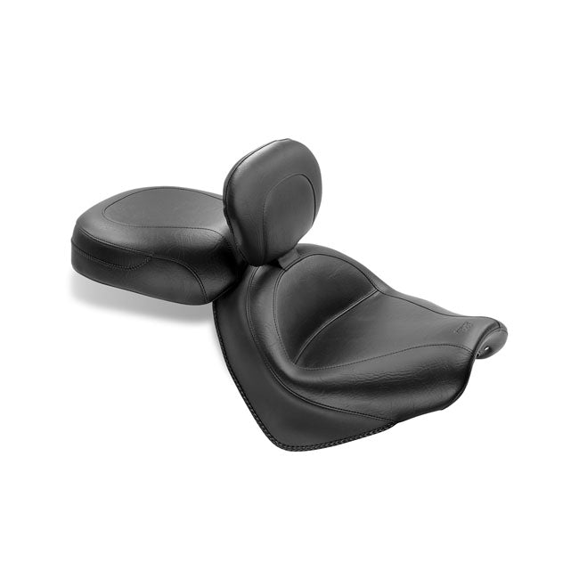 2 Pieces Wide Touring Seat Plain Black For Honda: 04-09 VTX1300C