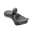 2 Pieces Wide Touring Vintage Seat Plain Black For Honda: 05-20 VT750 Aero