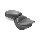 2 Pieces Wide Touring Vintage Seat 17 & 12.5 Inch Plain Black For Kawasaki: 04-10 Vulcan 2000