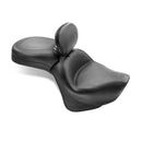 1 Piece 2-Up Wide Touring Vintage Seat Plain Black 16 Inch For Kawasaki: 06-20 Vulcan 900 Classic