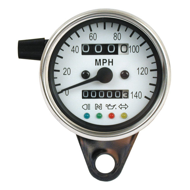 LED Mini Speedo 2:1 Mph Chrome With White Face Plate