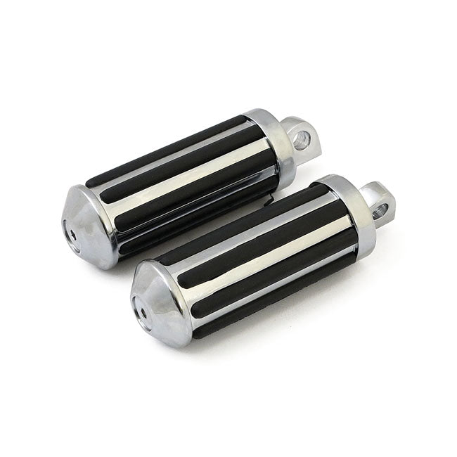 Rail Foot Pegs Large Diameter Chrome With Rubber Inlays For Traditional H-D Male Mount