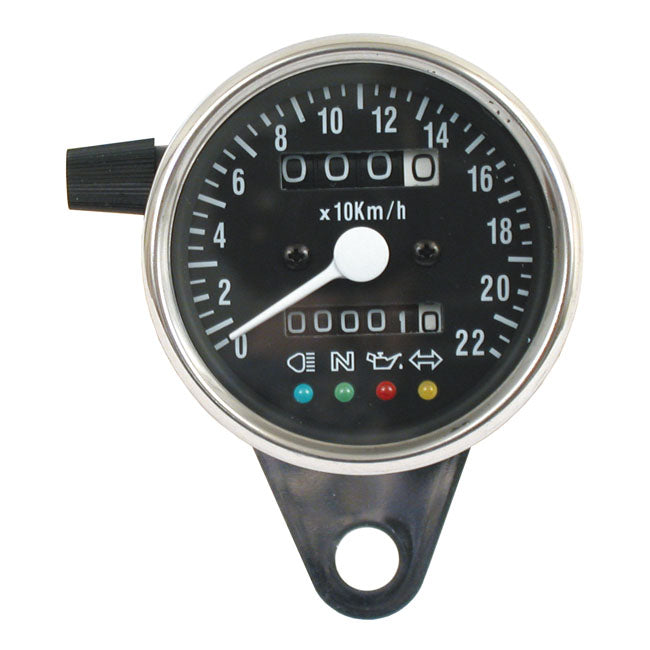LED Mini Speedo 2:1 Kmh Chrome With Black Face Plate