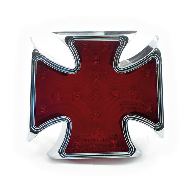 Maltese Cross Billet LED Taillight Red Lens