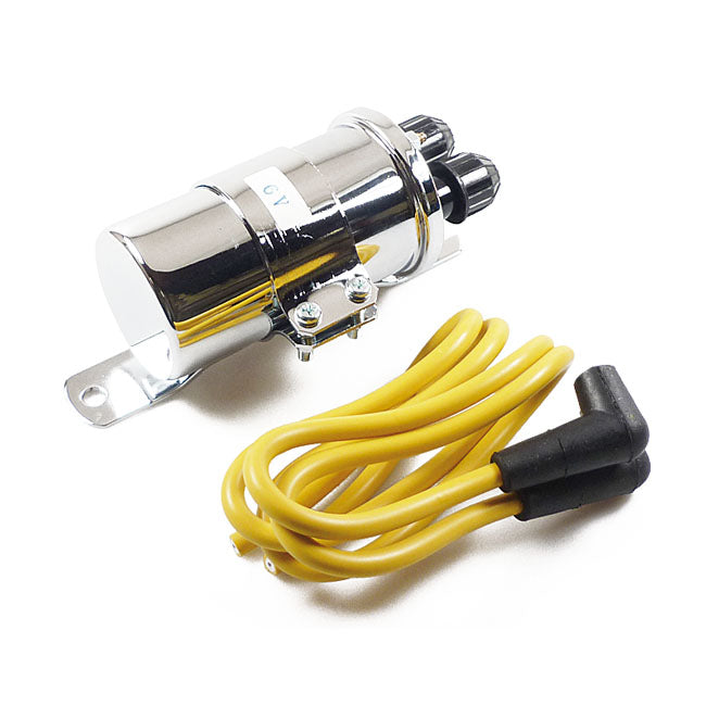 Round Custom Ignition Coil Kit Chrome - 6V