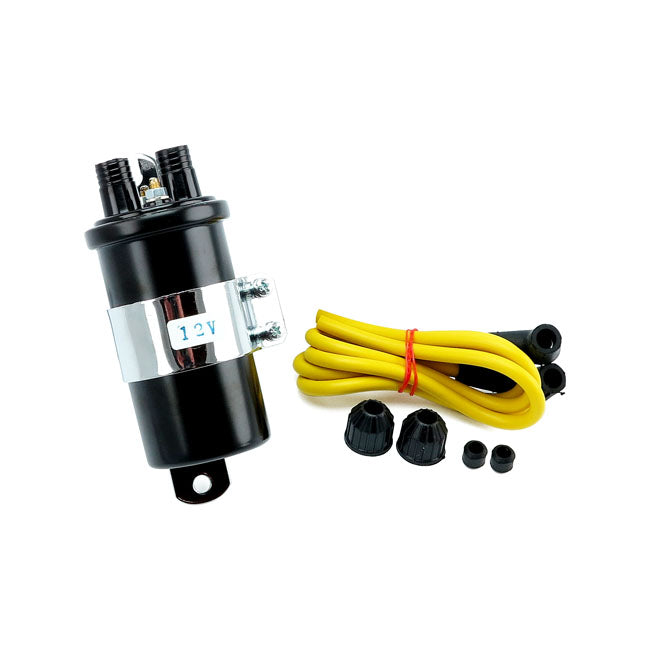 Round Custom Ignition Coil Kit Black - 12V