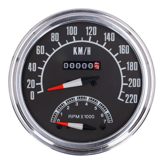 FL Speedo / Tachometer 73-84 Face Black 2:1 Kmh