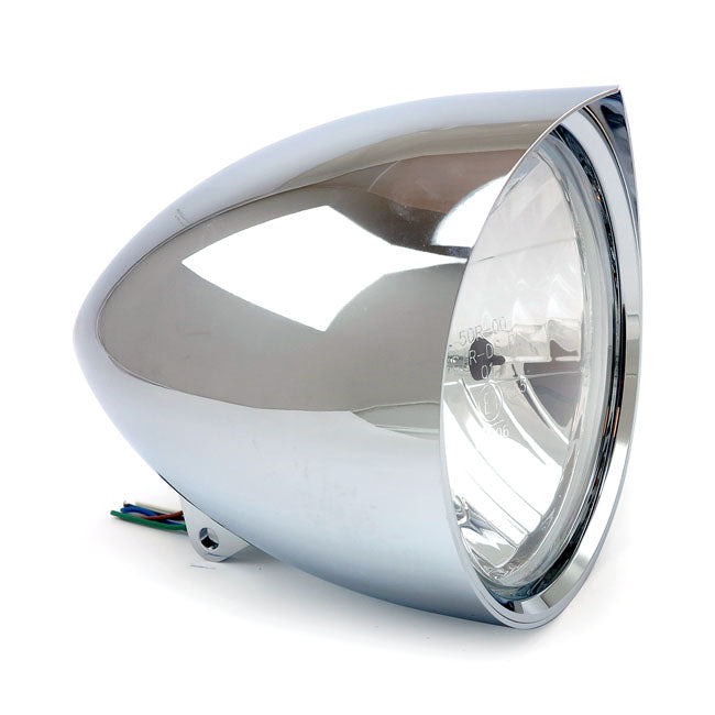 Smoothie Headlamp With Peak Visor Chrome - 7 Inch