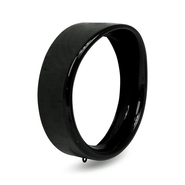 Trim Ring Visor Style Gloss Black - 7 Inch For 94-17 FLS/S/TF/TFB/TFBS, FLSTN