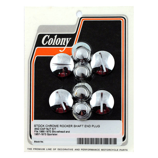 Rocker Shaft Plug & Nut Kit Slotted Chrome For 66-E71 Shovelhead