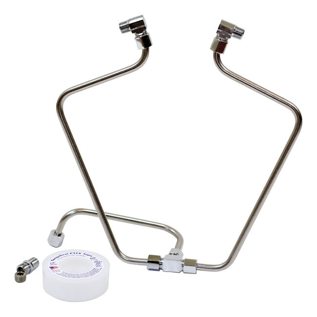 Old STF Dual Rocker Box Oil Lines Stainless For 66-84 Shovelhead NU