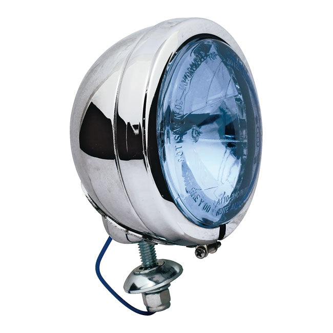 FL Style Spotlamp Chrome Clear Blue Lens - 4-1/2 Inch