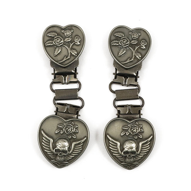 Front Clips Heart / Skull Chrome For Laced Boots