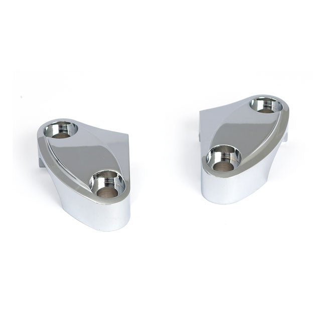 Handlebar Top Clamp Set Chrome Scalloped