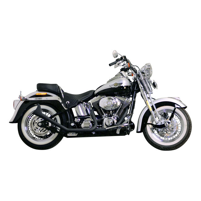 Side By Side Upswept Fistails Exhaust Black For 00-17 Softail NU