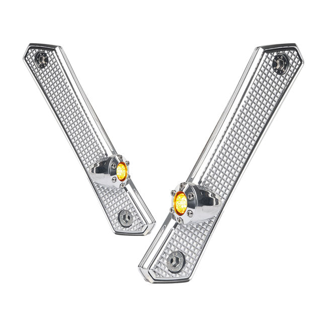 Diamond Front Turn Signals Chrome ECE Approved For 94-21 Touring Excl. Roadglide & Trikes