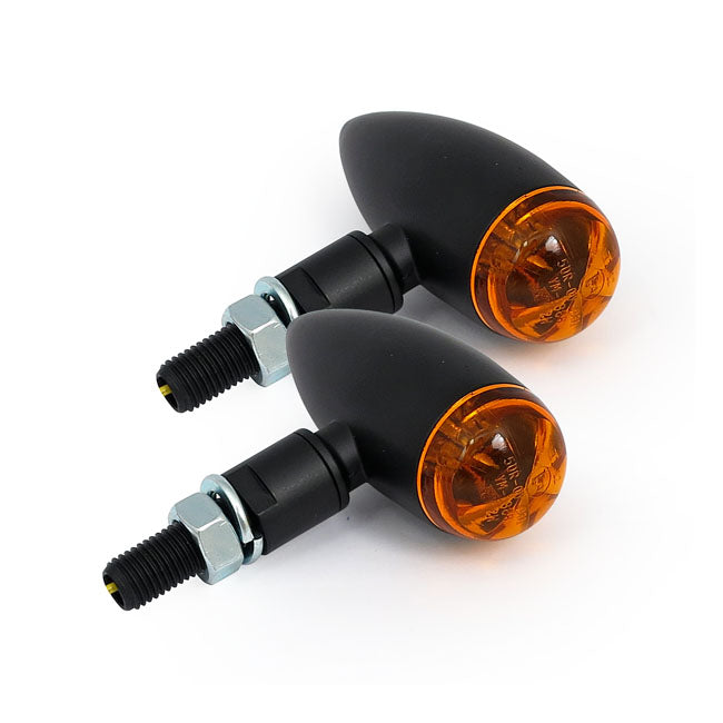 Micro Bullet LED Turn Signals Black / Amber Lens