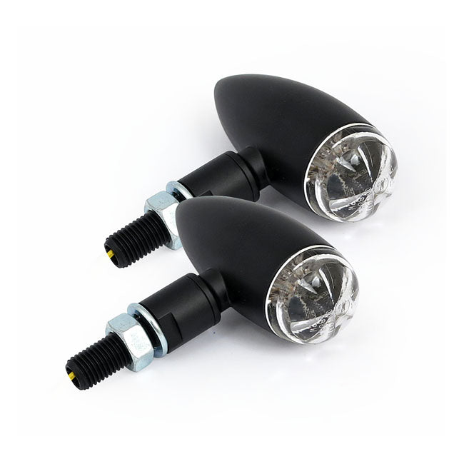 Micro Bullet LED Turn Signals Black / Clear Lens