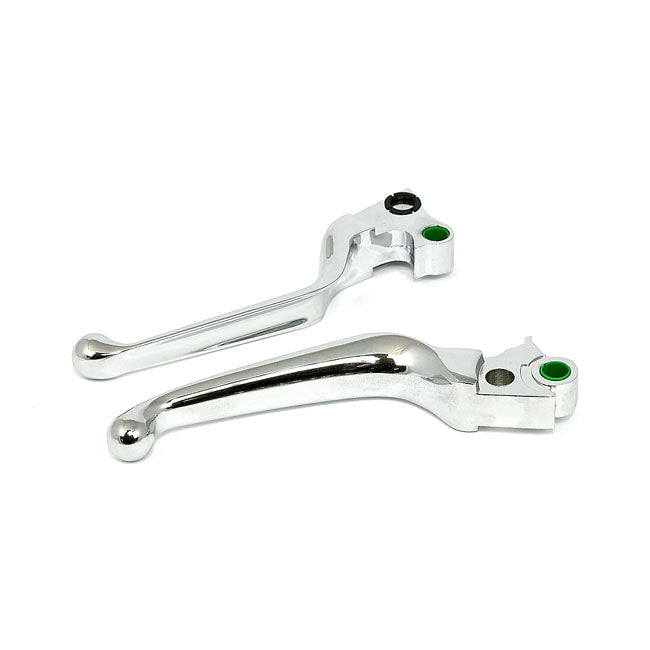 Handlebar Lever Kit Wide Blade Chrome For Cable Operated - 96-17 Dyna