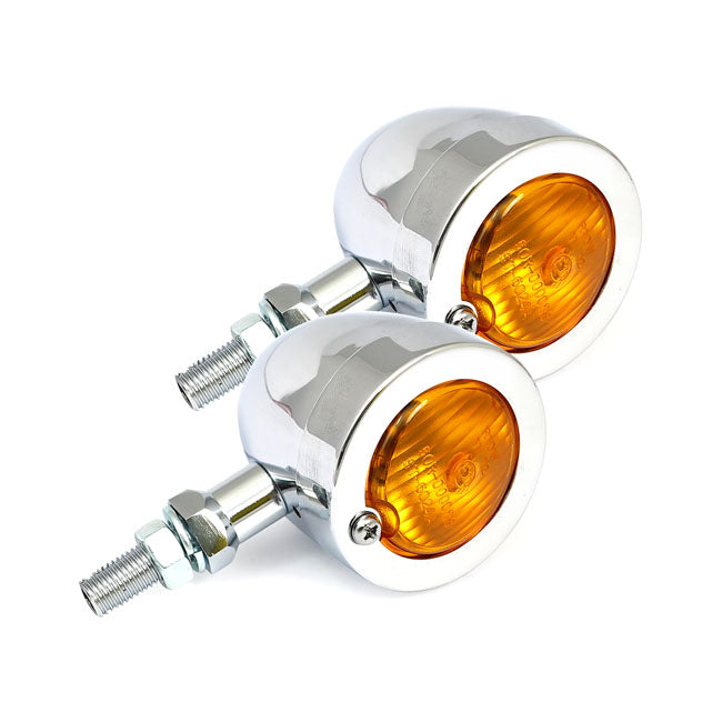 Bullet Turn Signals Flat Lens Chrome