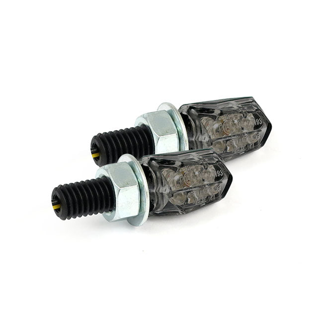 Tiny LED Turn Signals Black With Smoke Lens