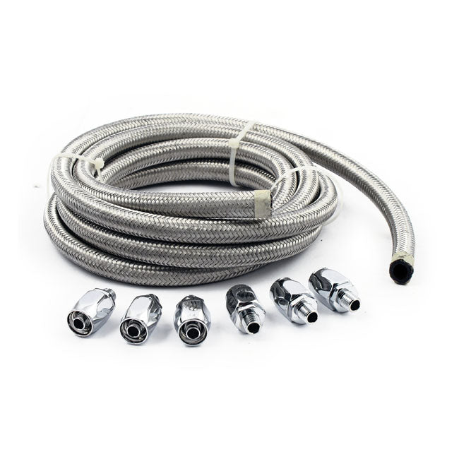 Oil Line & Fitting Kit, Braided Steel