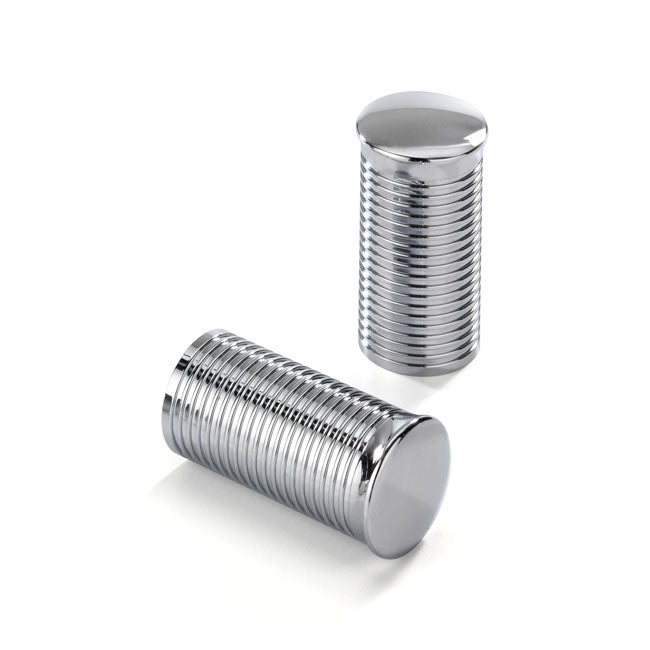 FL Ribbed Handlebar Grip Ends Polished Aluminium