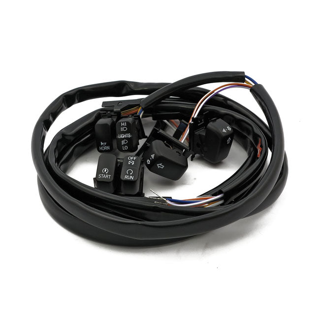 Handlebar Switch & Wiring Kit Standard Black For 96-06 Softail, Dyna