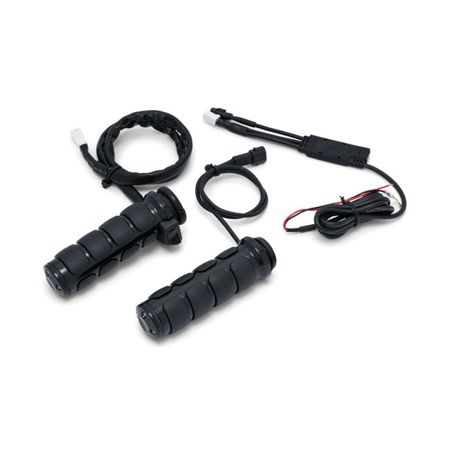 Heated ISO Grips Gloss Black For 08-21 H-D With e-Throttle